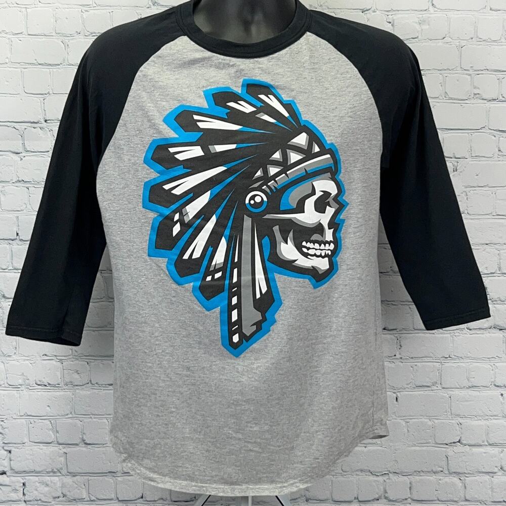 SAVS Native American Indian Raglan T Shirt S Small Gray 3/4 Sleeve Baseball Tee